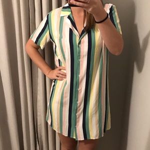 Striped button down dress